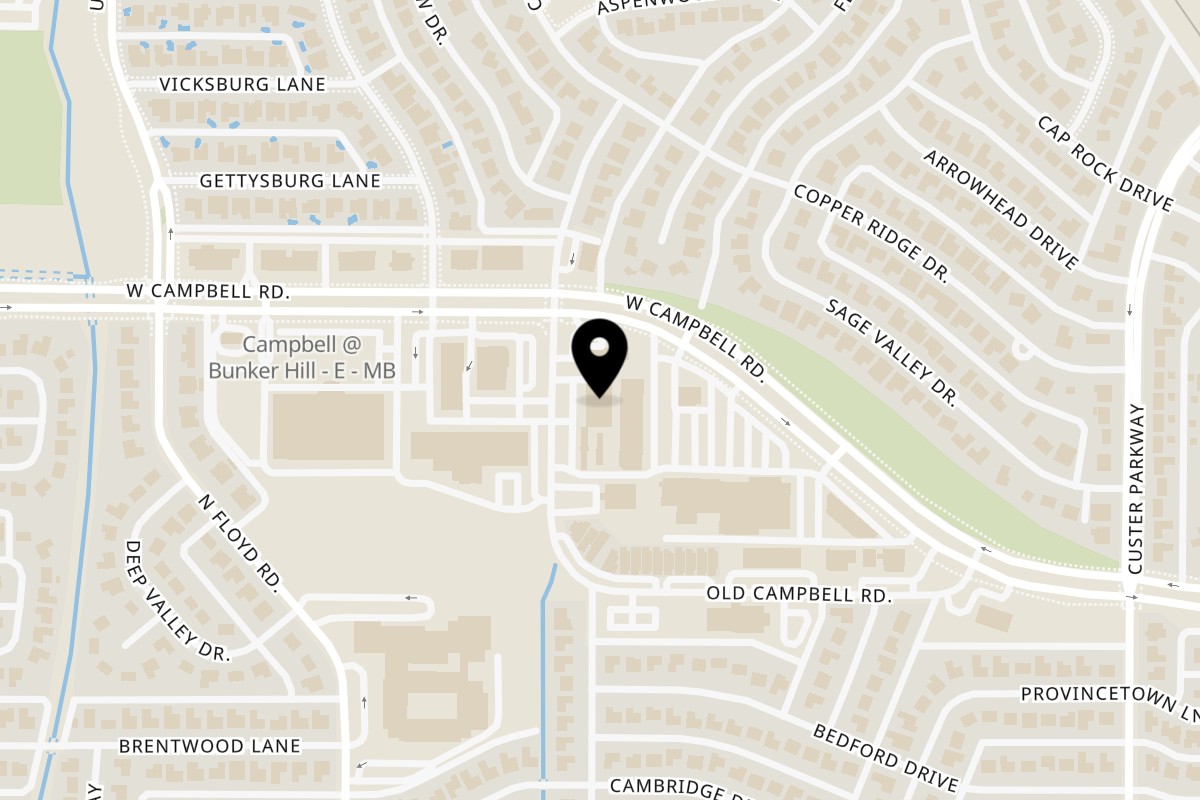 Map showing the location of Secret Agent BBQ Catering and To Go on 1980 Nantucket Dr Ste 103 in Richardson